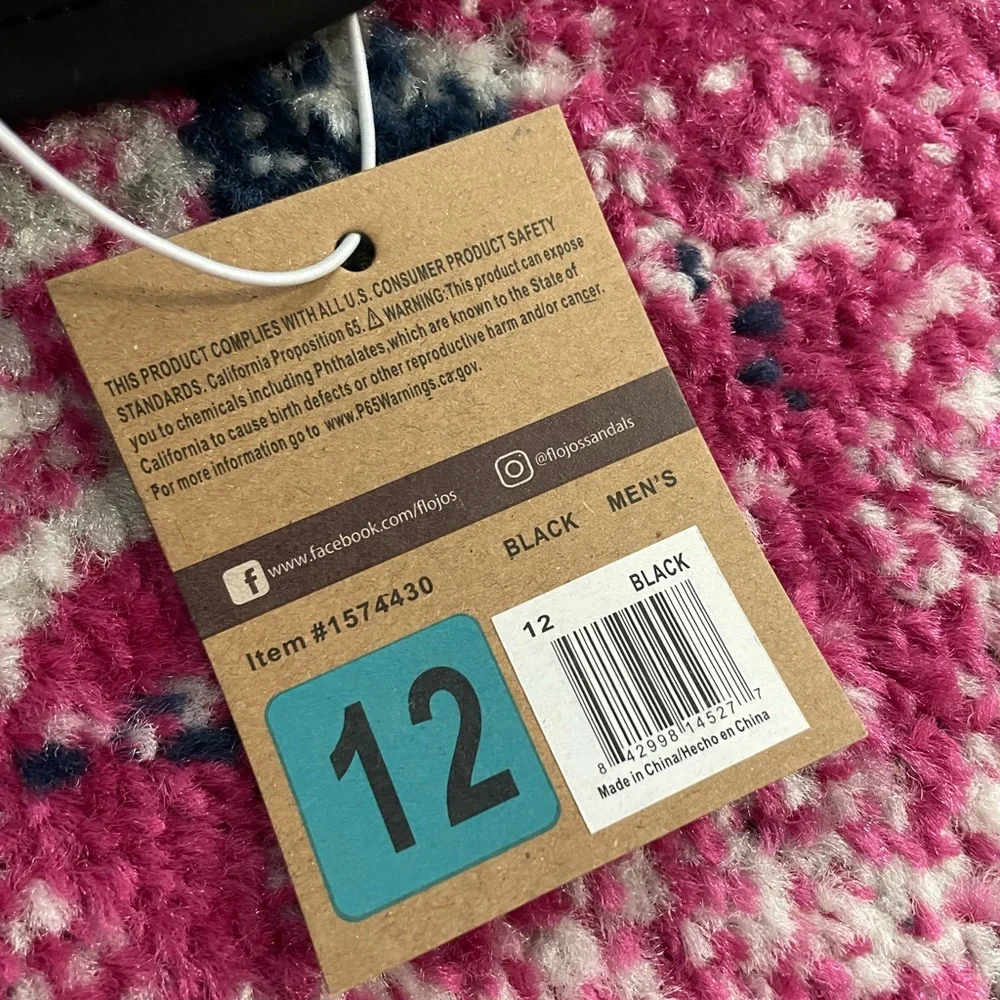 NWT Flojos Men's Memory Foam Comfort Flip Flop Thong Sandals - Black, Size 12 - Picture 3 of 7